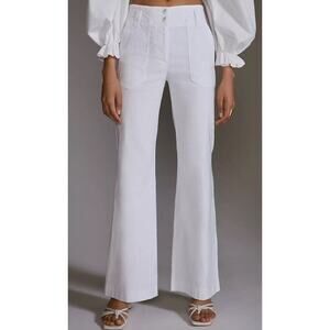 Maeve Naomi White Linen Wide Leg Pants Size 10 Anthropologie